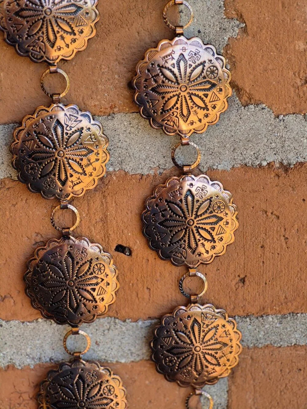 Vintage Native American Style Copper Tone Medallion Belt - Picture 6 of 10